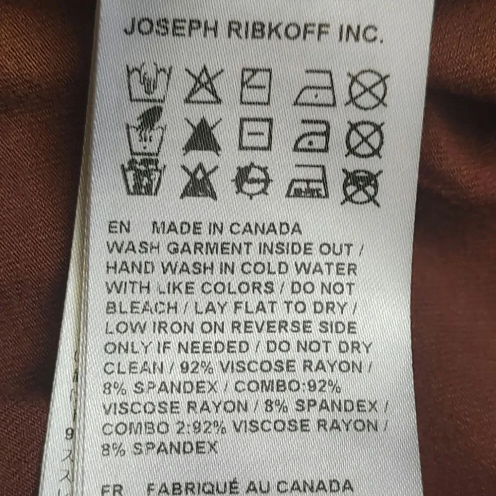 Joseph Ribkoff Brown Draped V-Neck High Low Top Size 10 Made in Canada